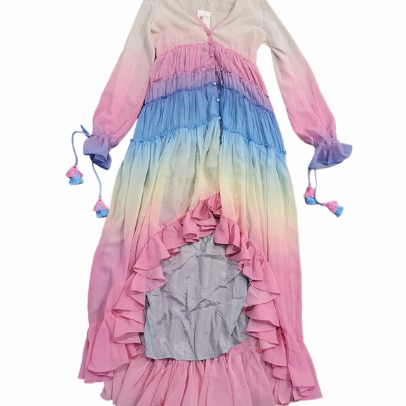 ROCOCO SAND Ombré High-Low Tiered Dress in Pink Size XS NWT - Picture 6 of 11